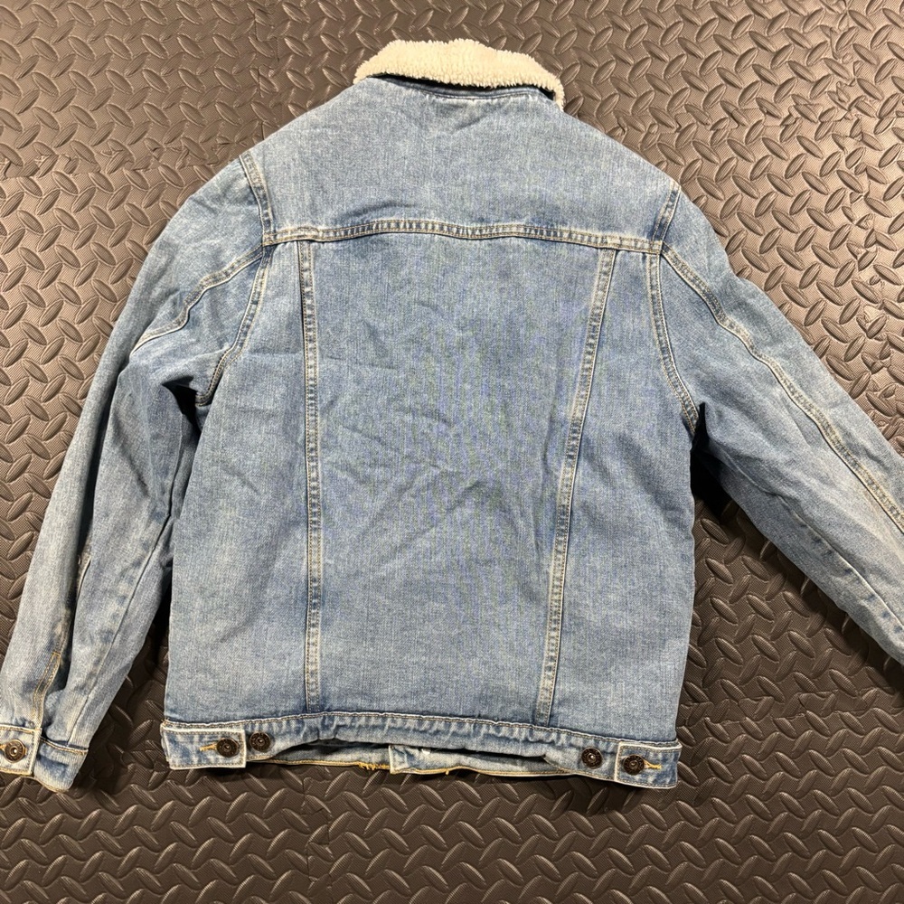 Track 23 Sherpa Lined Denim Jacket Men’s Medium Trucker - Picture 11 of 12